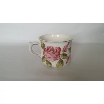 Domború mintás nagyibögre,virágos bordó,kerámia,kézzel festett-5dl, V.K.30-09 Domború mintás nagyibögre,virágos bordó,kerámia,kézzel festett-5dl, V.K.30-09