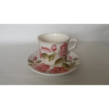 Domború mintás nagyialj,virágos bordó,kerámia,kézzel festett-dia.20cm, V.K.30-10