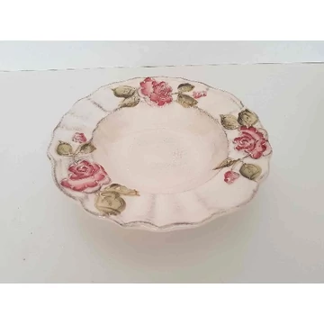 Domború mintás mélytányér,virágos bordó,kézzel festett -dia.24x5cm, V.K.30-24 Domború mintás mélytányér,virágos bordó,kézzel festett -dia.24x5cm, V.K.30-24