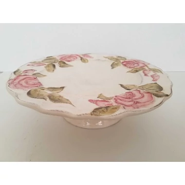 Domború mintás tortatál,virágos bordó,kerámia,kézzel festett -dia.28x9cm, V.K.30-28 Domború mintás tortatál,virágos bordó,kerámia,kézzel festett -dia.28x9cm, V.K.30-28