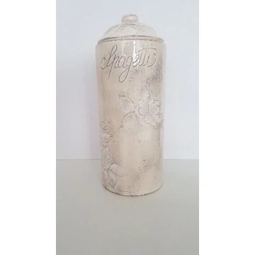 Domború mintás spagettitartó,virágos natúr,kerámia, kézzel festett-dia.12x30,5cm, V.K.31-20