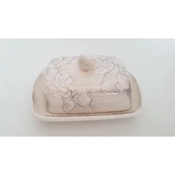 Domború mintás vajtartó, virágos natúr,kerámia, kézzel festett-sima:19x14,5x9cm, V.K.31-35 Domború mintás vajtartó, virágos natúr,kerámia, kézzel festett-sima:19x14,5x9cm, V.K.31-35