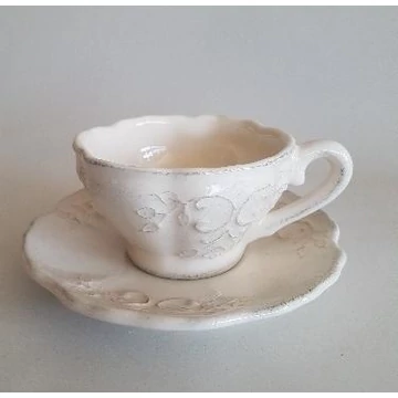 Romantik csipkés teásalj,dia 22 cm,natur,kerámia,kézzel festett, V.K.34-08