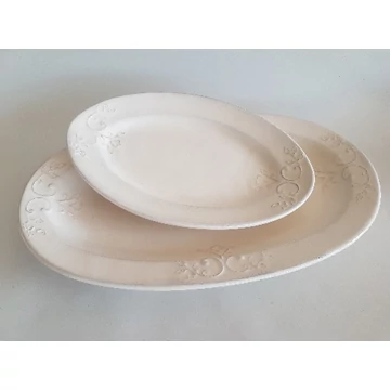 Romantik csipkés ováltál kicsi,31x21x3,5 cm ,natur,kerámia,kézzel festett, V.K.34-29-02