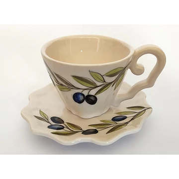 Violin olajbogyós capuccino alj,dia15cm, kerámia, kézzel festett, V.K.36-06
