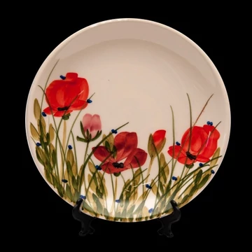 Tele virágos teástányér,pipacs,kerámia,kézzel festett-dia17cm, V.K.43-08 Tele virágos teástányér,pipacs,kerámia,kézzel festett-dia17cm, V.K.43-08