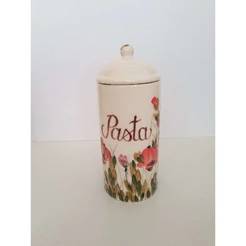 Tele virágos tésztatartó,pipacs,kerámia,kézzel festett-dia10,5x26cm, V.K.43-23
