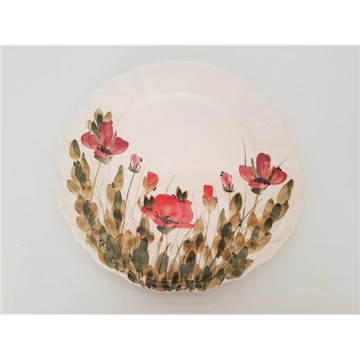 Televirágos lapostányér,pipacs,kerámia,kézzel festett-dia.28,5x1,8cm, V.K.43-25