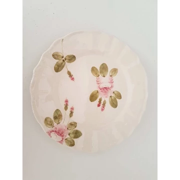 Romantik rózsás lapostányér,kerámia,kézzel festett-dia.28,5x1,8cm, V.K.44-25