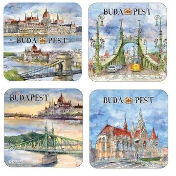 Parafa poháralátét 4db-os szett, Budapest, CZW.pohalá4E-BU