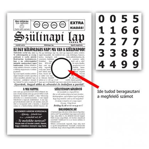 Számozható Születésnapi Vicces Újság - 8 oldalas
