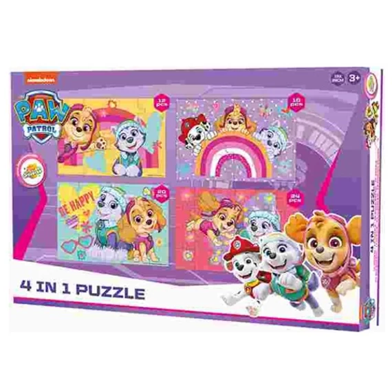Mancs Őrjárat Be Happy Girls puzzle 4 az 1-ben Mancs Őrjárat Be Happy Girls puzzle 4 az 1-ben
