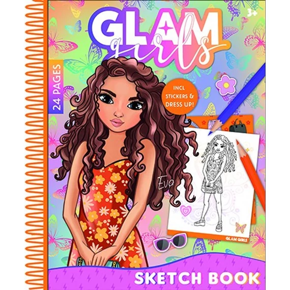 Glam Girls Eva spirál vázlatfüzet 24 lapos, matricával