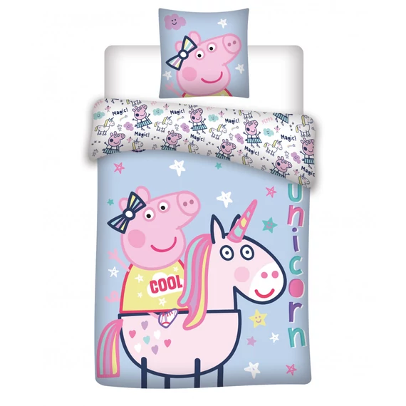 Peppa malac Unicorn ágyneműhuzat 135×200cm, 80×80 cm Peppa malac Unicorn ágyneműhuzat 135×200cm, 80×80 cm