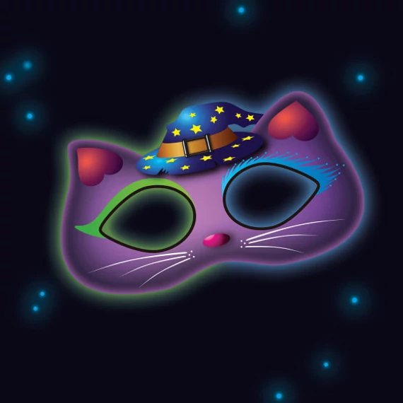 Világító cicás műanyag maszk 19x10 cm Világító cicás műanyag maszk 19x10 cm