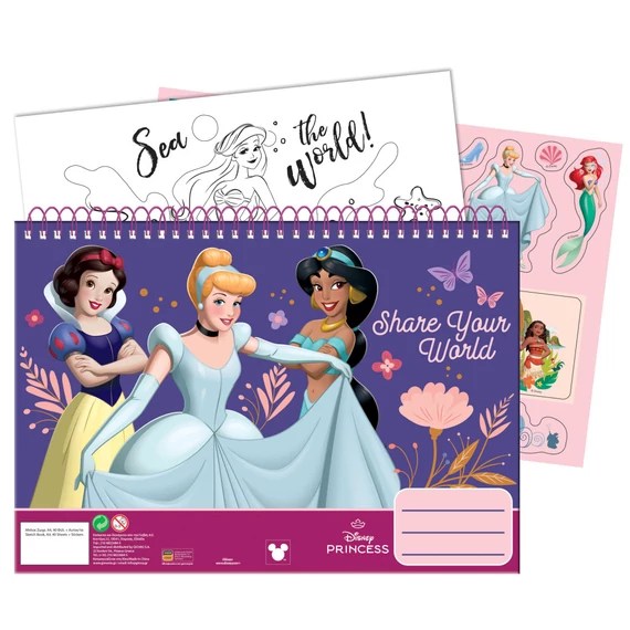 Disney Hercegnők Your World A/4 spirál vázlatfüzet 40 lapos matricával