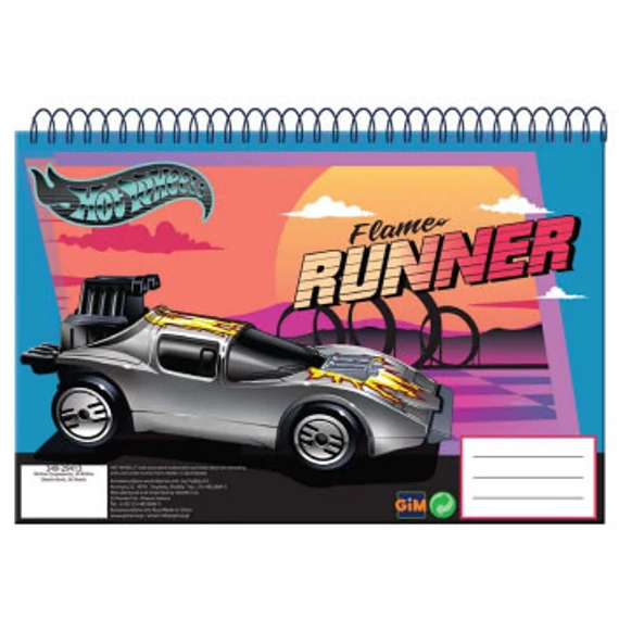 Hot Wheels Flame Runner A/4 spirál vázlatfüzet, 30 lapos