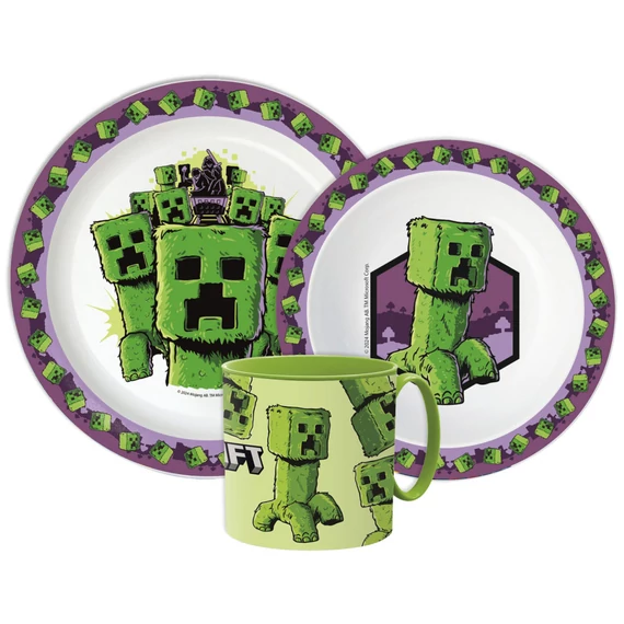 Minecraft The Movie étkészlet, micro műanyag szett bögrével 265 ml