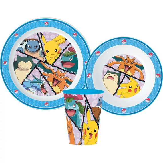 Pokémon étkészlet, micro műanyag szett, pohárral 260 ml Pokémon étkészlet, micro műanyag szett, pohárral 260 ml