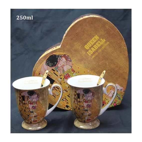 Porcelánbögre kanállal 2db-os, 250ml Klimt:The Kiss, P.P.W4A10-15912