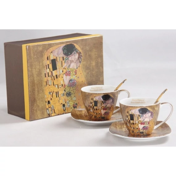 Porceláncsésze+alj kanállal 250ml,2 személyes, Klimt:The Kiss, P.P.W6A60-11499