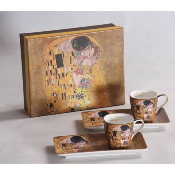 Porceláncsésze oldaltálcával 50ml, 2 személyes, Klimt:The Kiss, P.P.W6A63-11529