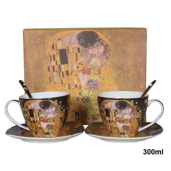 Porceláncsésze+alj kanállal, 2 személyes, 250ml, Klimt:The Kiss, P.P.W8KL360-22406
