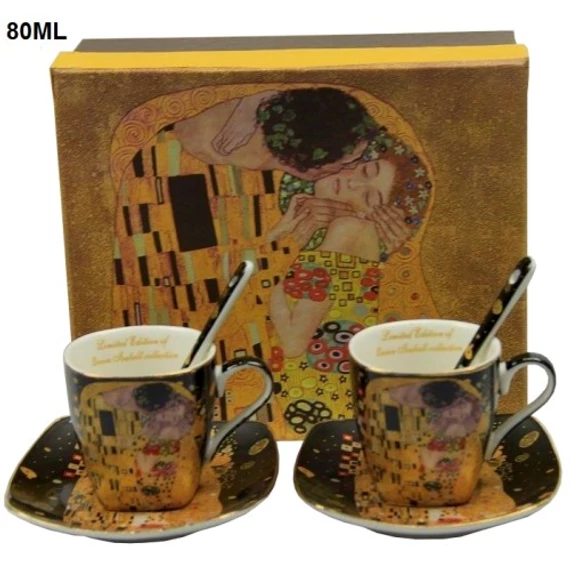 Porceláncsésze+alj,80ml,kanállal,2 személyes,Klimt: The Kiss, P.P.W9KL306-09091