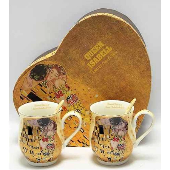 Porcelánbögre kanállal, 2 db-os szett, 300,ml, Klimt:The Kiss, P.P.W20KL493-2-09202