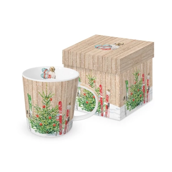 Porcelánbögre 0,35l, dobozban, Christmas Skiing, PPD.360301339