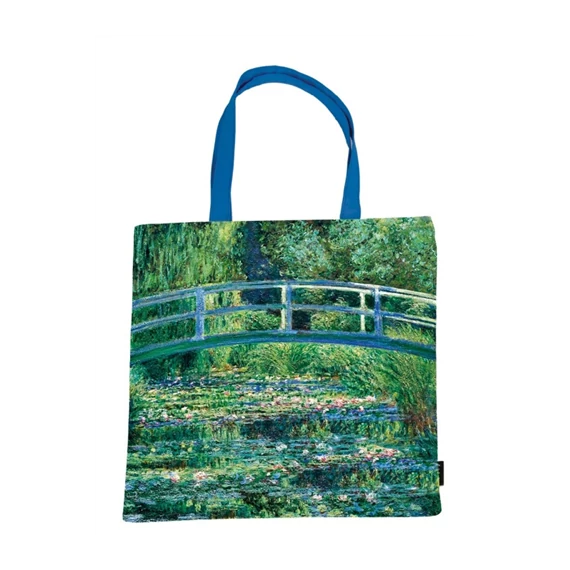 Textil bevásárlótáska 38x40cm, polyester, Monet: Híd a tavirózsák felett, FRI.12736