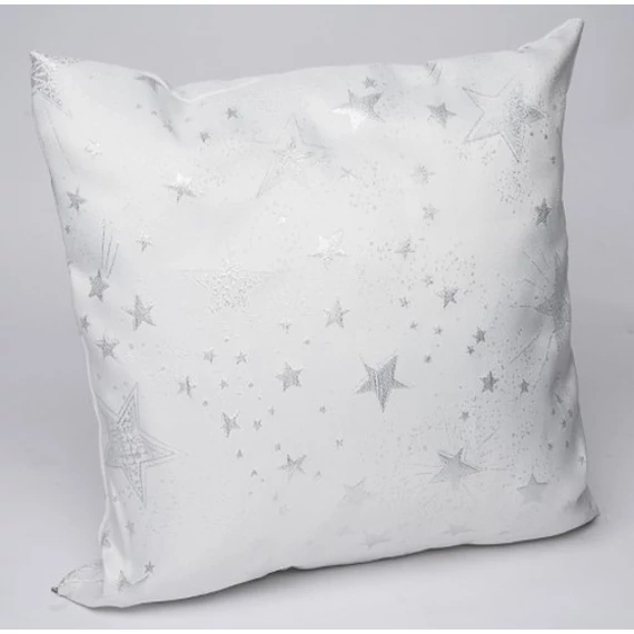 Párna töltelékkel, 45x45cm, fehér, ezüst csillagos, polyester, Geh.22305223