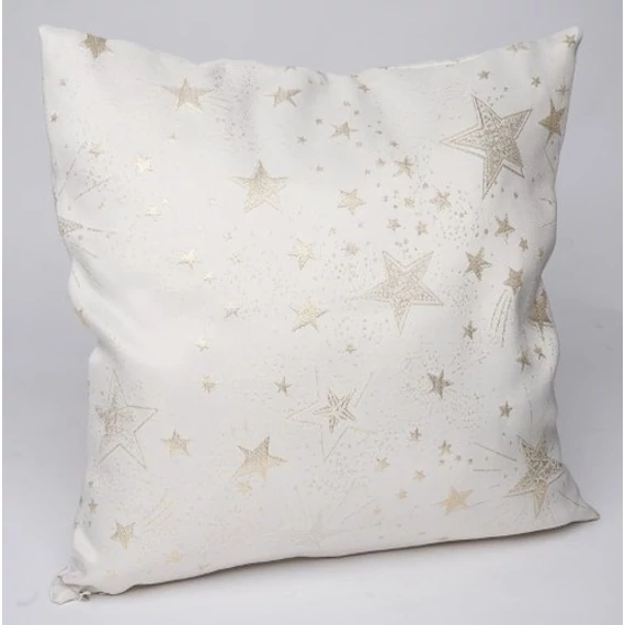 Párna töltelékkel 45x45cm, krém, arany csillagos, polyester, Geh.22305226