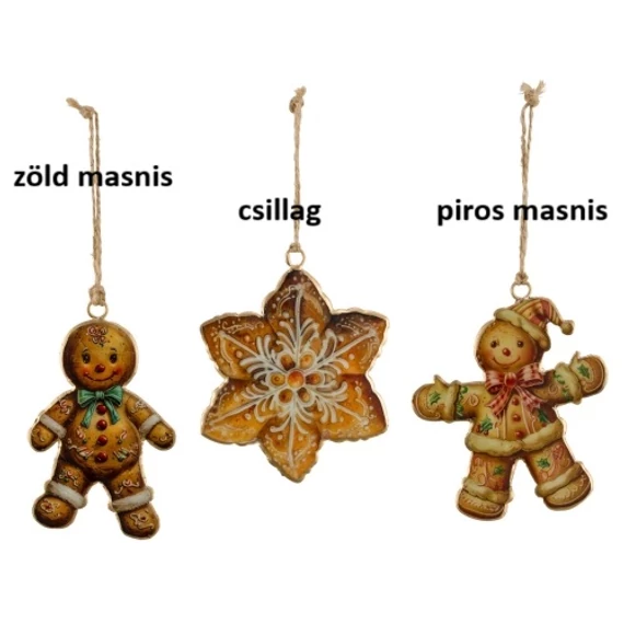 Fémlap függődísz 9x0,5x11cm, mézeskalács figurák, Geh.22505011