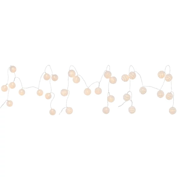 LED-es girland fehér hógolyókkal, 200x5x5cm, műanyag, Geh.22503048