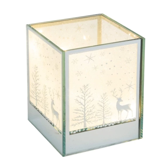 Ezüst színű LED-es átvilágítós üveg 10x10x12cm, Geh.22504128