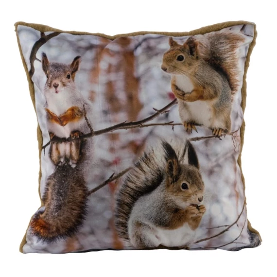 Párna töltelékkel 45x45cm, polyester, mókusos, Geh.22506163