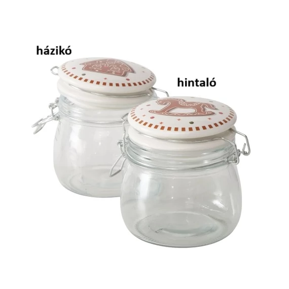 Üveg konyhai tároló csatos tetővel, 13,5x11x11,5cm, 450ml, Ginger, B.G.2060172