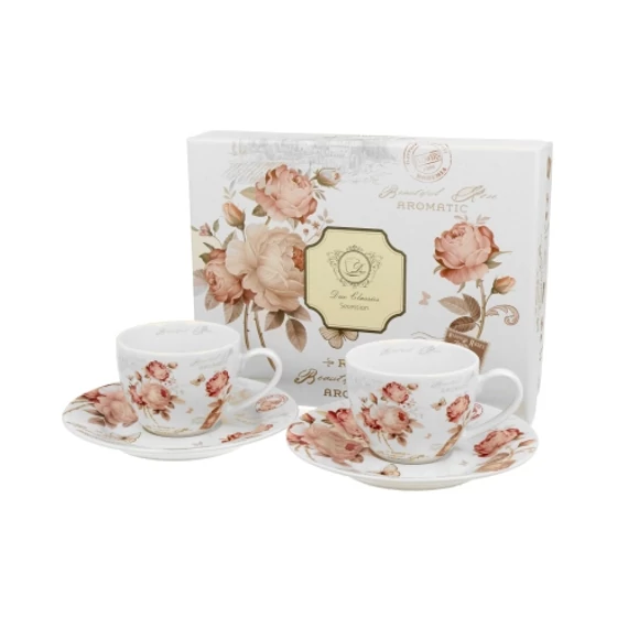 Porceláncsésze+alj, 90ml, 2 személyes, dobozban, Secesja, D.G.25217