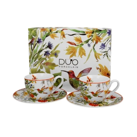 Porceláncsésze+alj ,110 ml,2 személyes, dobozban, Linnea, D.G.28355