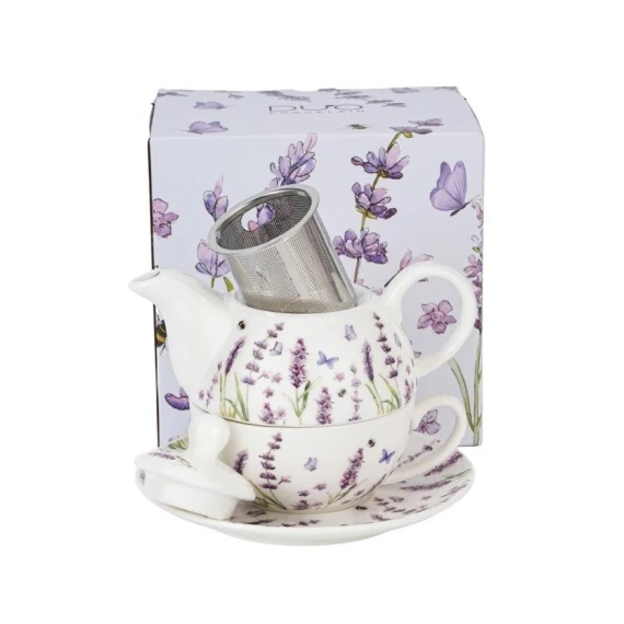 Porcelán egyszemélyes teáskészlet, 350-300ml, Classic Lavender, D.G.30761
