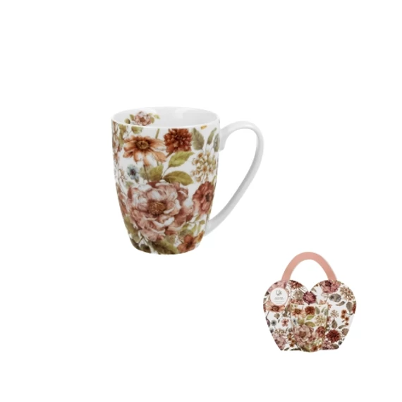 Porcelánbögre 350ml, díszcsomagolásban, Pastel Flowers White, D.G.37500