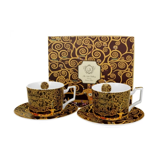 Porceláncsésze+alj, 270ml, 2 személyes, dobozban, Klimt:Életfa, D.G.43303