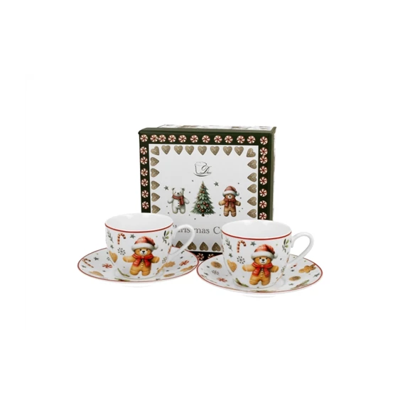 Porceláncsésze+alj, 90ml, 2 személyes, dobozban, Christmas Cuties, D.G.51056