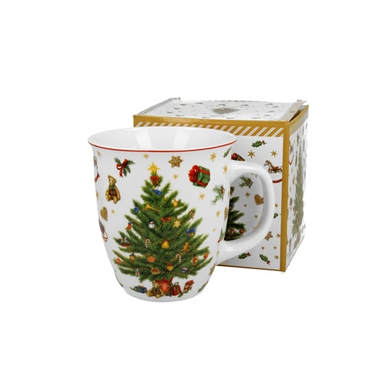 Porcelánbögre 650ml, dobozban, Christmas Tree, D.G.51360