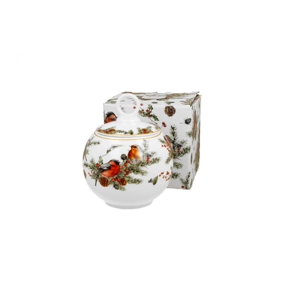 Porcelán keksztároló 12cm, 700ml, dobozban, Christmas Birds, D.G.53029