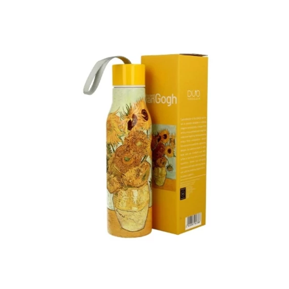 Rozsdamentes acél hőtartó útipalack duplafalú, 0,5L, Van Gogh: Napraforgók, D.G.57386