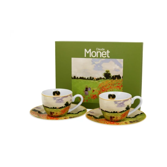 Porceláncsésze+alj,110ml dobozban, 2 személyes,  Monet: Pipacsmező, D.G.60287