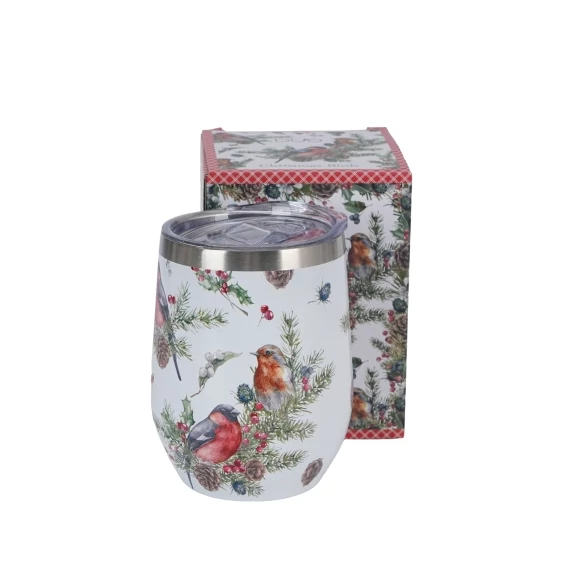 Rozsdamentes acél hőtartó pohár 330ml, Christmas Birds  1, D.G.67972
