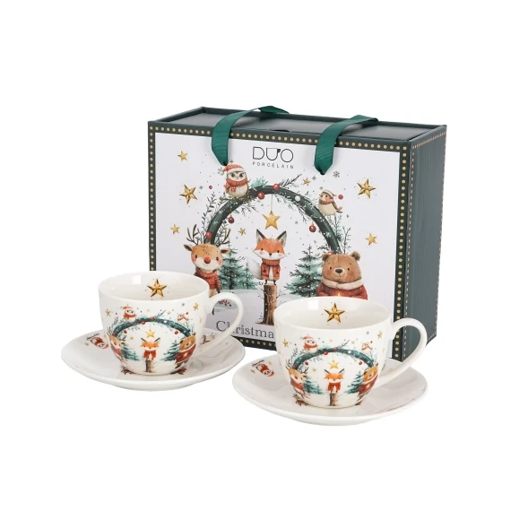 Porceláncsésze+alj, 270ml, 2 személyes, dobozban, Christmas Cuties 2, D.G.68122
